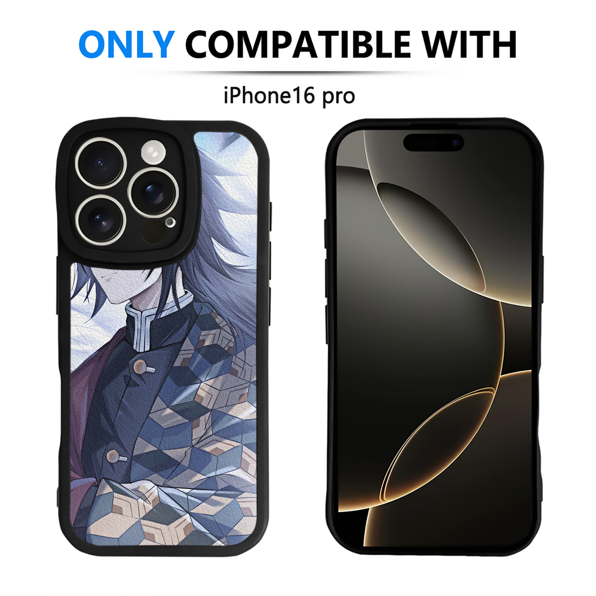 （画像用） 鬼滅の刃（きめつのやいば）水柱-冨岡 義勇／とみおか ぎゆう Tomioka Giyuu 【iPhone 16シリーズ対応】シリコンスマホケース（レザー調） 材質：シリコン